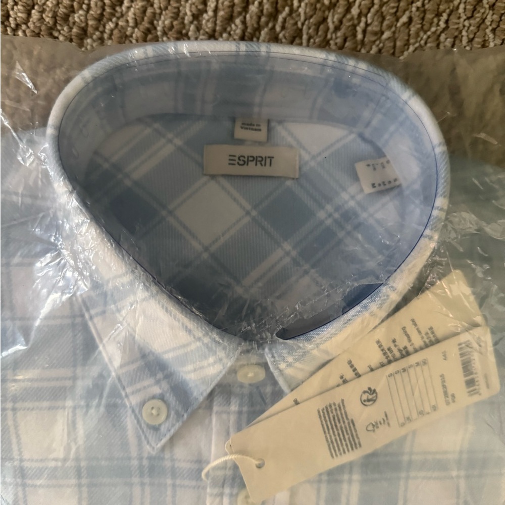 Esprit Blue and White Plaid Men's Shirt